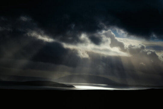 Panoramic view of sunrise over the lake in Iceland
