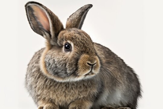 studio close up of an easter rabbit against a white background. Generative AI