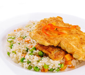 Crispy Southern Fried Pork Chops with risotto