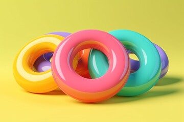  a group of colorful donuts sitting on top of each other.  generative ai