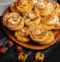 Homemade cinnamon rolls on the table