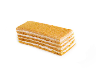 Napoleon slice cake of puff pastry with cream