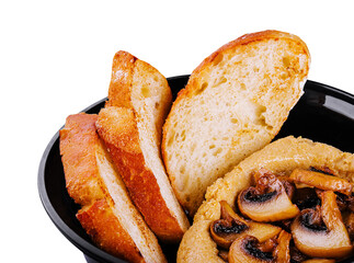 Hummus with fried mushrooms and bread
