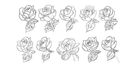 Ten Roses Coloring Book showcases stunning depictions of three individual roses.