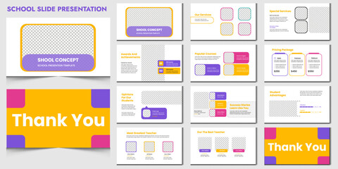 School PowerPoint presentation slide template design education profile kids vector