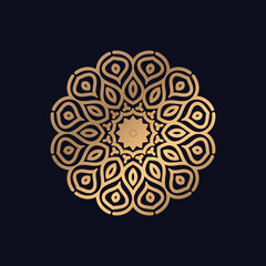Ethnic mandala background with golden arabesque pattern gold color