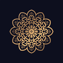 Single Colorful Golden Mandala Design Background
