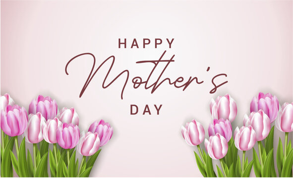 Mother's day greeting card with flowers in the background