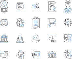 Outsourcing management outline icons collection. Outsourcing, management, vendor, procurement, partner, service, resources vector and illustration concept set. expertise, control, contract linear