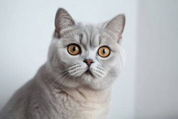  a white cat with yellow eyes looking at the camera with a serious look on its face.  generative ai