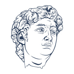 Vector line art of greek mythological ancient statue on a simple background