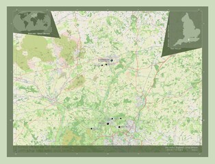 Test Valley, England - Great Britain. OSM. Labelled points of cities