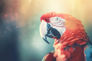  a red and white parrot with a blue and yellow beak.  generative ai