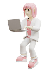 3d woman character figure in isolated background