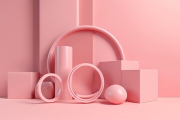  a group of pink objects sitting on top of a pink surface.  generative ai