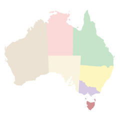  Australia map, Colorful region map, pastel color