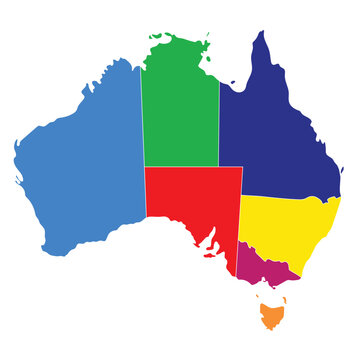 recommend clip art:  Australia map, Colorful region map 
