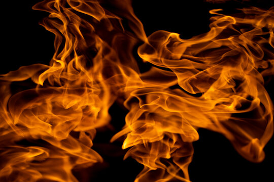 close up photo of fire flame on black background
