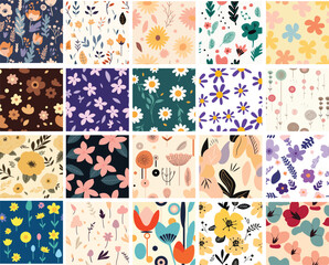 et flower seamless,floral leaf, botany, hand drawn,doodle, patterns.pattern swatches included for illustrator user, pattern swatches included in file, for your convenient use.
