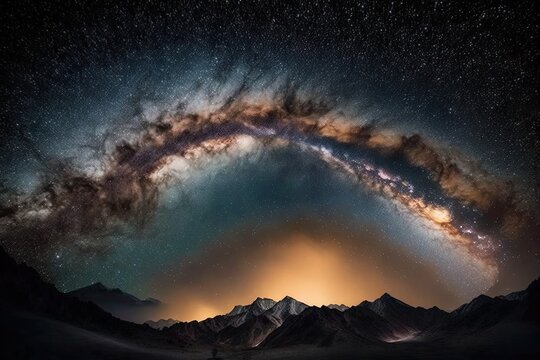 Milky Way in the night sky. Generative AI