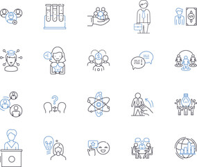 Gamification outline icons collection. Game, Play, Reward, Points, Quests, Leaderboard, Badge vector and illustration concept set. Achievement,Competition,Challenges linear signs