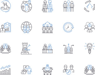 Fototapeta na wymiar Department employee outline icons collection. Employee, Department, Staff, Personnel, Hire, Job, Working vector and illustration concept set. Manager, Supervisor, Clerk linear signs