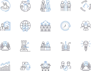 Fototapeten Department employee outline icons collection. Employee, Department, Staff, Personnel, Hire, Job, Working vector and illustration concept set. Manager, Supervisor, Clerk linear signs © michael broon