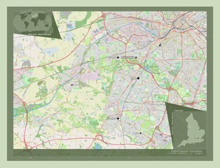 Trafford, England - Great Britain. OSM. Labelled points of cities