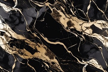 Black and yellow marble background. Texture. Generative AI.