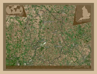 Uttlesford, England - Great Britain. Low-res satellite. Labelled points of cities