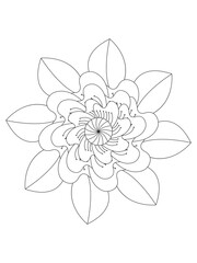 Flower mandala illustration. Oriental pattern, vintage decorative elements Easy mandala kaleidoscope pattern on white background 
Adult coloring page 