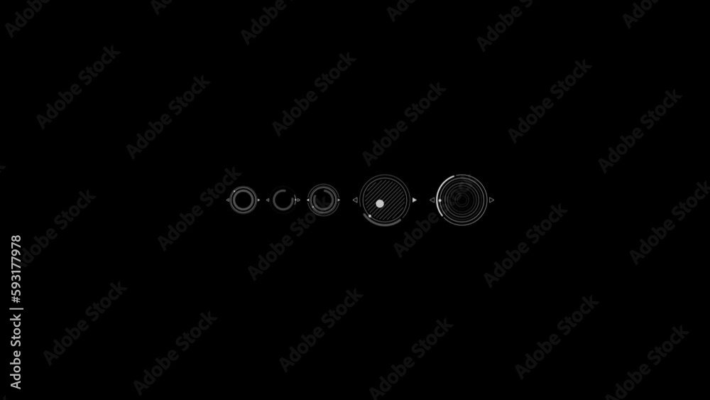 Wall mural animated hud infographic element group of circular shapes.