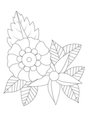 Flower Outline Illustration for Covering Book. Coloring book for kids and adults. animal Aloha Hawaii vector floral artwork. Coloring book pages for adults 