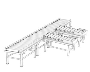 Conveyor belt isolated on transparent background. 3d rendering - illustration