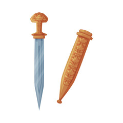 Steel Sharp Dagger as Georgia Country Attribute Vector Illustration