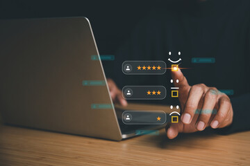 Customer services best excellent business rating experience. Satisfaction survey concept. user give...