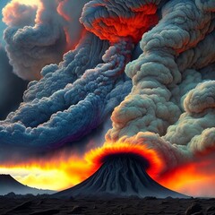 Volcano Explosion in Clouds of Smoke
Created with a Generative Ai Technology