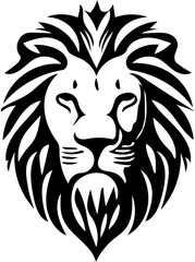Lion head mascot logo in black and white, vector illustration 