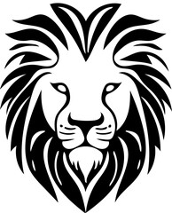 Lion head mascot logo in black and white, vector illustration 