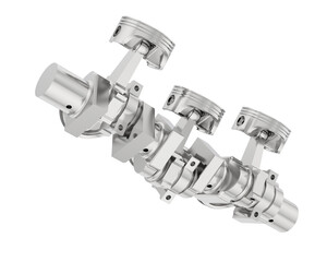 Crank shaft isolated on transparent background. 3d rendering - illustration