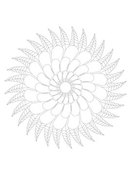 Flower mandala illustration. Oriental pattern, vintage decorative elements Easy mandala kaleidoscope pattern on white background 
Adult coloring page