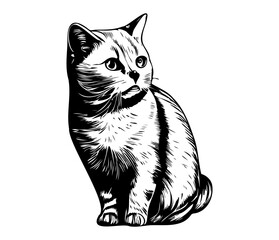 Scottish fold Face, Silhouettes cat face SVG, black and white Scottish fold vector