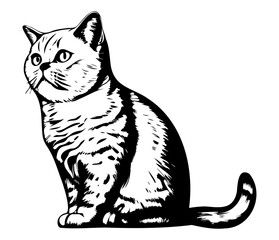 Scottish fold Face, Silhouettes cat face SVG, black and white Scottish fold vector