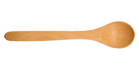 Close-up  wooden spoon isolated on white background - obrazy, fototapety, plakaty