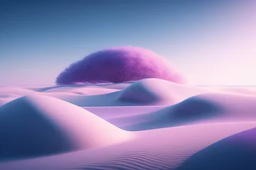 Vlies Fototapete Lila Desert landscape with sand dunes and purple sky. 3d rendering
