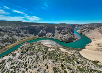 wild canyon meandering river Zrmanja, Croatia

