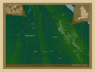 West Lindsey, England - Great Britain. Physical. Labelled points of cities