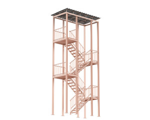 Fire escape stairs isolated on transparent background. 3d rendering - illustration