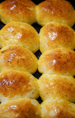 Fresh baked pies background, top view