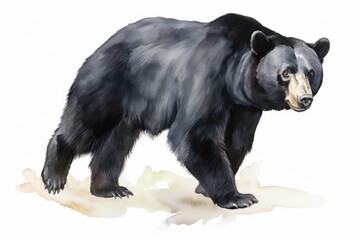  a drawing of a black bear standing on a white background.  generative ai